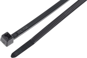 111-04950 T50R-PA66HS-BK, Cable Tie, Inside Serrated, 200mm x 4.6 mm, Black Polyamide 6.6 (PA66), Pk-100