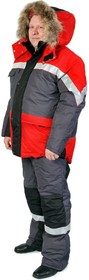 Фото 1/5 Кос307 112-116/182-188, Костюм Адмирал, мужской, утепленный, куртка и полукомбинезон, цвет серый/красный/черный, размер 56-58, рост 1