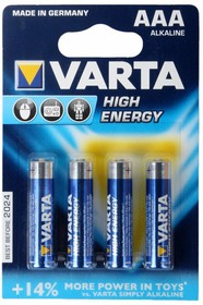 Фото 1/2 AAA Батарейка VARTA Longlife power High Energy Alkaline LR03, 4 шт.