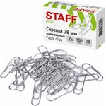 Скрепки , 28 мм, оцинкованные, 100 шт., в картонной коробке, 270451