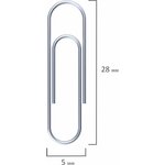 Скрепки , 28 мм, оцинкованные, 100 шт., в картонной коробке, 270451