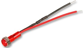 PPOP-119R, Светодиодный индикатор в панель, Красный, 5.2 мм, 15 мА, 50 мкд