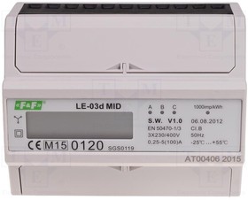 LE-03D, Счетчик электроэнергии; цифровой,монтажный; на DIN-рейку; 50Гц