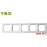 Рамка Пятиместная Белая SLIM (Универсальный Монтаж) LIREGUS EPSILON