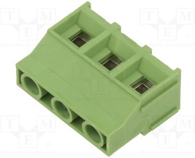 XY130-3P 9.5MM GREEN, PCB terminal block; angled 90°; 9.5mm; ways: 3; on PCBs; terminal