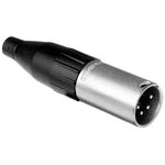 AC4M, XLR Connectors 4 Pole XLR Male Cable Connector Machined Contacts Nickel Finish
