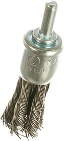 Фото 1/2 Щетка-крацовка концевая со шпилькой для дрели, крученая проволока, 17 мм /шт./ 45-2-502