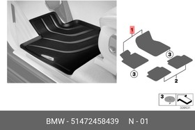 51472458439, Комплект резиновых автомобильных ковриков передние черные BMW Х5 F15, X6 F16