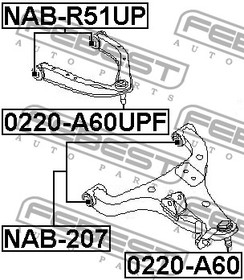 Фото 1/10 Опора шаровая переднего верхнего рычага L=R INFINITI QX56/NISSAN Armada/Titan FEBEST 0220-A60UPF