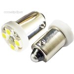 65670 Лампа светодиод (4 диодов) BA9S-4SMD 12В0,24W с цоколем,стандарт.белая . 
