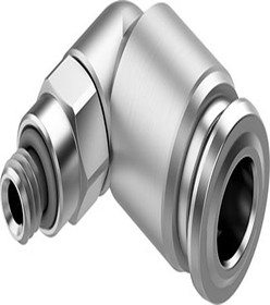 NPQR-L-M5-Q6, NPQR Series Elbow Threaded-toTube Adaptor, M5 to 6 mm, Threaded-to-Tube Connection Style, NPQR-L-M5