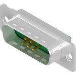 D-Sub plug, 9 pole, 7W2, partially equipped, straight, solder cup, 3007W2PCM99A10X