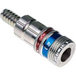 103202004, Brass, Steel Pneumatic Quick Connect Coupling, 10mm Hose Barb