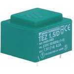 TEZ1.5/D230/7.5V, Трансформатор: залитый, 1,5ВА, 230ВAC, 7,5В, 200мА, PCB, IP00, 70г