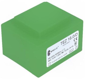TEZ16/D230/10.5V, Трансформатор: залитый, 16ВА, 230ВAC, 10,5В, 1523,8мА, PCB, IP00