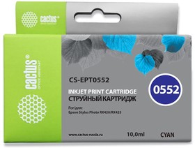 Фото 1/4 Картридж струйный Cactus CS-EPT0552 голубой для Epson Stylus RX520/Stylus Photo R240 (10ml)