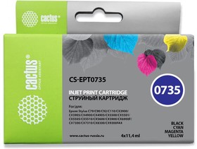 Фото 1/10 Картридж струйный Cactus CS-EPT0735 T0735 черный/голубой/ пурпурный/желтый набор (45.6мл) для Epson Stylus С79/C110/СХ3900/CX4900