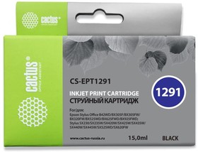 Фото 1/6 Картридж струйный Cactus CS-EPT1291 T1291 черный (15мл) для Epson Stylus Office B42/BX305/BX305F/ BX320/BX525/ BX625/SX420/ SX425/SX525/SX62