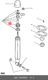 90344667, Втулка амортизатора OPEL: ASTRA F, VECTRA A 85-93