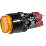 D16LAR1-1ABKY, кнопка с фиксацией и LED подсветкой 250В 5А желт.