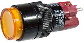 Фото 1/2 D16LAR1-1ABKY, кнопка с фиксацией и LED подсветкой 250В 5А желт.