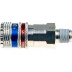 103202152, Brass, Steel Male Pneumatic Quick Connect Coupling, R 1/4 Male Threaded