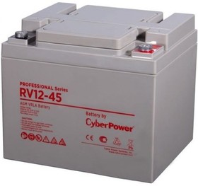 Фото 1/3 CyberPower Аккумуляторная батарея RV 12-45 / 12 В 45 Ач {клемма М6, ДхШхВ 197х165х170мм, высота с клеммами 170, вес 14,5кг, срок службы 10 л