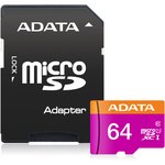 Флеш карта microSD 64GB A-DATA Premier microSDXC Class 10 UHS-I U1 (SD адаптер) ...