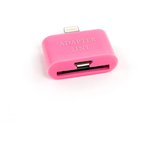 Переходник LP 2 в 1 для Apple с 30 pin, micro USB на 8 pin lightning розовый ...