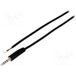 FC68122C, Audio / Video Cable Assembly, 3.5mm 4 Pole Jack Plug, Free End, 6.6 ft, 2 m, Black
