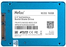 Фото 1/4 SSD 2.5" Netac 960Gb N535S Series  NT01N535S-960G-S3X  Retail (SATA3, up to 560/520MBs, 3D NAND, 560TBW, 7mm)