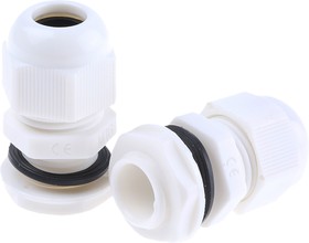 NGM16-WHT, NGM Series White Nylon Cable Gland, M16 Thread, 5mm Min, 10mm Max, IP68