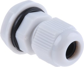 Фото 1/2 NGM12-GY, NGM Series Grey Nylon Cable Gland, M12 Thread, 3mm Min, 6.5mm Max, IP68