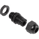 NGM16-BLK, NGM Series Black Nylon Cable Gland, M16 Thread, 5mm Min, 10mm Max, IP68