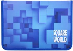 Фото 1/10 Папка для труда на молнии ЮНЛАНДИЯ А4, 1 отделение, откидная планка, органайзер, "Square world", 270987