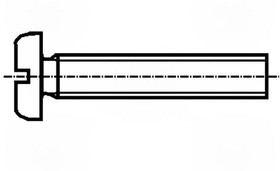 B2.5X8/BN1404, Винт, M2,5x8, 0,45, Головка: цилиндрическая, прямой, 0,6мм, латунь