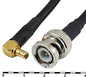 Высокочастотный переходник штекер BNC на гнездо SMB угловое, кабель 0.3 м; №4410 шнур штек BNC-гн SMB угл\0,3м\Au/мет\\