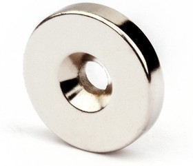 Фото 1/10 Неодимовый магнит диск 25х5 мм с зенковкой 5.5/10.4 мм, N35