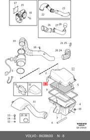 8638600, Фильтр воздушный Volvo 8638600