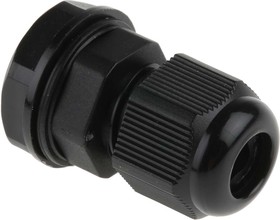 Фото 1/3 NGM12-BLK, NGM Series Black Nylon Cable Gland, M12 Thread, 3mm Min, 6.5mm Max, IP68