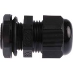NGM20-BLK, NGM Series Black Nylon Cable Gland, M20 Thread, 10mm Min, 14mm Max, IP68
