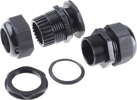 NGM40-BLK, NGM Series Black Nylon Cable Gland, M40 Thread, 22mm Min, 32mm Max, IP68
