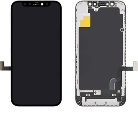Дисплей (экран) в сборе с тачскрином для iPhone 12 mini черный с рамкой (OLED LCD)