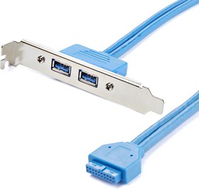 Фото 1/5 USB3SPLATE, USB 3.0 Cable, Female USB A x 2 to Female 20 Pin IDC Cable, 0.5m