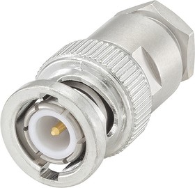 51S106-002N5, BNC Series, Plug Cable Mount BNC Connector, 50Ω, Clamp Termination, Straight Body