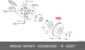 Диск тормозной задний NISSAN 43206-EG000