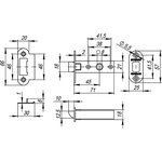 Врезная защелка PLASTP22-45-25 CP хром 36383