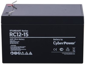 Фото 1/7 Аккумуляторная батарея CyberPower RC 12-15 12В/15Ач, клемма F2 (151х98х93мм (98мм); 4,3кг; Срок службы 6лет)