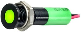 Q8F3BXXR12E, Светодиодный индикатор в панель, обрамление из черного хрома, Красный, 12 В DC, 8 мм, 20 мА, 10 мкд