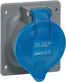 Фото 1/2 0 527 18, Hypra IP44 Panel Mount 2P + E Industrial Power Socket, Rated At 32A, 200 → 250 V